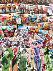 #702 – FLORAL BUTTERFLY – 15 PIECES – SCRAPBOOK JUNK JOURNAL SUPPLIES/KIT / LOT