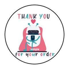 30 THANK YOU FOR YOUR ORDER ENVELOPE SEALS LABELS STICKERS 1.5″ ROUND ROBOT