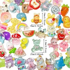 FULUSODO 60pcs Embellishments Cute Set, Flat Back Bulk Small, Colorful Bright
