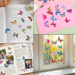 240 Pcs Butterfly Stickers Floral Transparent Self-Adhesive PVC for Crafts