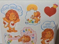 Vtg. Care Bear Stickers Satin-1987 AGC, Glitter-TCFC, Inc., Blue Sheet-2003