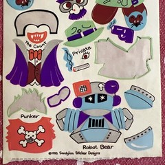 Vintage 1983 Sandylion Maxi Activity Sticker Sheet Halloween Bear Costume
