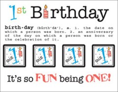 1st BIRTHDAY Sticker Card Making Scrapbook Boy Girl One Year Old First