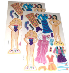Vtg 80s 90s AGC Teen Girls Sticker Activity Sheet Paper Doll/Dress Up x2 Sheets