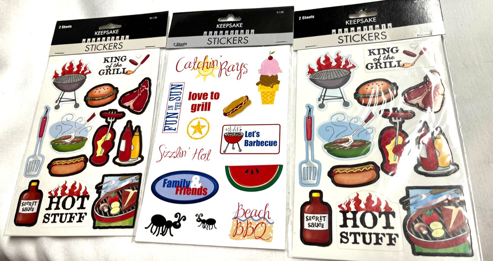 ScrapBook Stickers- Keepsake Essentials 3 packs of Grilling theme