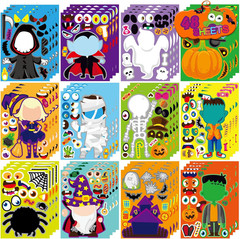 48 PCS Halloween Make-A-Face Stickers Halloween Characters Stickers for Kids Mak