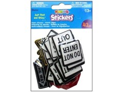 MINIATURE CRAFT TRAFFIC SIGNS FOAMIES STICKERS 42 PC PKG FAIRY GARDEN PEEL STICK