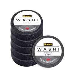 Scotch Expressions Glitter Tape, Black, 0.59 in x 196 in, 6 Rolls Craft Tape