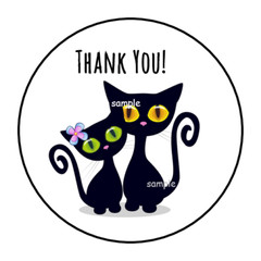 THANK YOU CATS ENVELOPE SEALS STICKERS LABELS TAGS 1.5″ ROUND (30) FLOWER CUTE