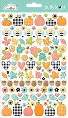 Crafts Stickers Puffy Doodlebug Farmhouse Fall Leaves Pumpkins Bees Flowers Bird