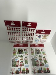 Mixed Lot Of 5 Christmas stickers Trim A Home Gem Decal & Unbranded Elf