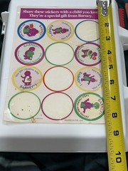 Vintage Barney Sticker Sheet 1990s – 7 Stickers Left – Some Loose