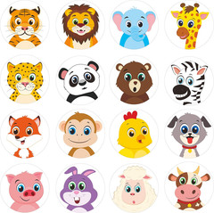 600 round Land Animal Stickers in 16 Designs, Each 1.5″ Diameter