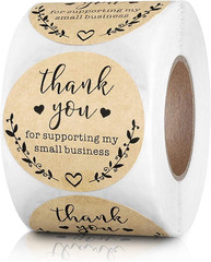 2» Thank You for Supporting My Small Business Stickers, Kraft Labels Custom Sti