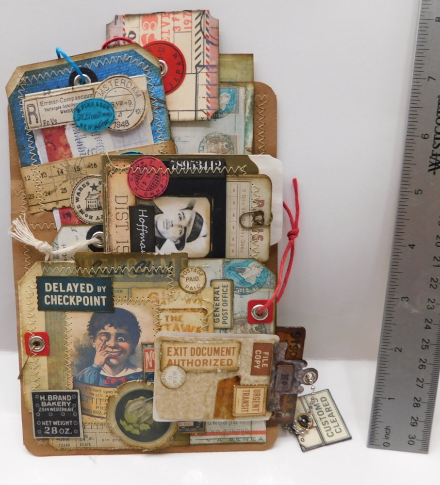 Junk Journal Add-Ons Handmade Tags Card Envelope File Clipboard Ephemera Set 7