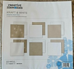 Creative Memories KRAFT & WHITE Promo 6-Sheet Designer Paper 2-side12x12 NLA-NEW