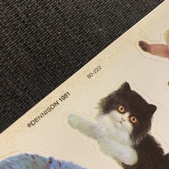 Lot Of 4 Vintage Cat Sticker Sheets Hallmark AGC Dennison Loose Complete Kittens