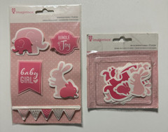 Imaginisce Lot of Baby Girl Die-Cuts and Dimensional Stickers-Rabbits & Elephant