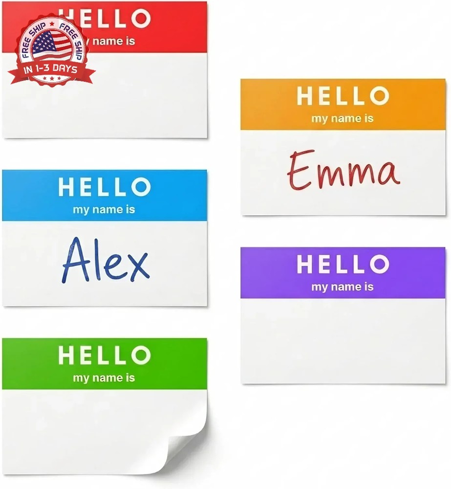 250 Pack – Hello My Name is Stickers, Name Tags Stickers Labels – 3″ x 2″, 5 Col