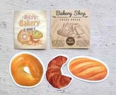 Vintage Food Stickers Bread Butter Breakfast Meal Bakery Shop Lot of 5 Pc