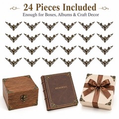 24Pcs Vintage Metal Corner Protectors, 1.7 Inch Antique Bronze Decorative Cor…