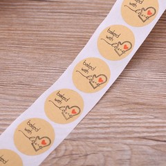 500Pcs Baked With Love Round Kraft Paper Sticker Adhesive Baking Label For Chris