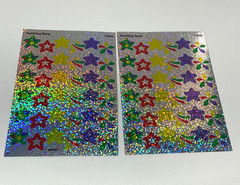 Vintage TREND Sparkle STAR SUN BRIGHTS STICKERS Prism Shimmer Foil Glitter..