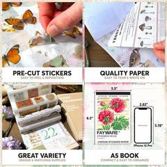 FAYWARE Vintage Washi Stickers for Journaling – Ephemera Book for Journaling