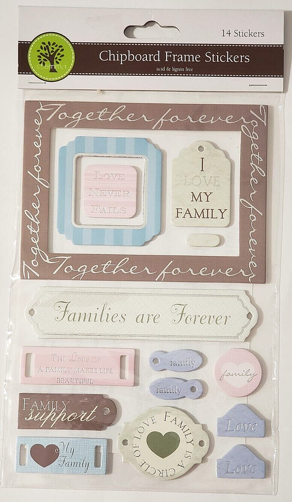 Stemma FAMILY LOVE Chipboard Frame Stickers – 14 pcs