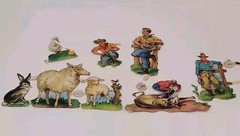 Vtg Cowboys Die Cuts + Farm Animals Mixed Lot 6 Crafts Journals Crafts Germany?