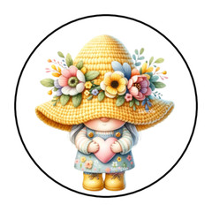 30 GNOME SUMMER FLORAL ENVELOPE SEALS STICKERS LABELS TAGS 1.5″ ROUND SPRING