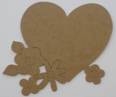4 HEART w/ FLOWERS – Floral Hearts Bare Chipboard Die Cuts – 4.5″ x 5″