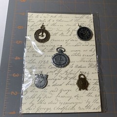 Michaels- Metal Icons Scrapbook Key Timepiece Crafting Journal Embellishments