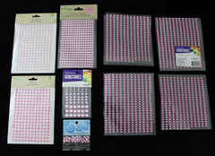PINK Gemstone Jewel Glitter Facet Cut Sticker Embellishments Assortment Lot of 9