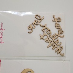 NEW Lot 9 Pkg Freckled Fawn Wood Veneer Words Natural LOVE SMILE 2023 2024 STORY