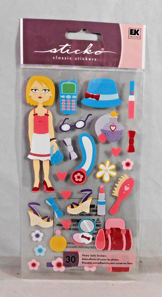 Girly Girl Stickers Scrapbook Journal EK Success Hat Shoes Lipstick Flowers