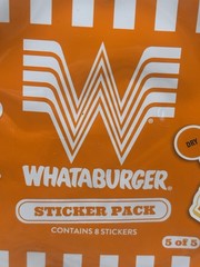 Whataburger Sticker Pack 5 of 5 Collectible 2026 Kids Meal Toy 8 Stickers Sealed