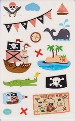 Mrs. Grossman’s Giant Stickers – Ahoy Pirates – Ship, Island, Flag – 2 Strips