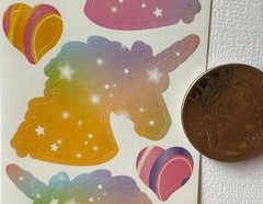 UNICORN W/STARS Stickers(9pc) Heart•Rainbow•Fantasy•Heart •Mystical•Card Making￼