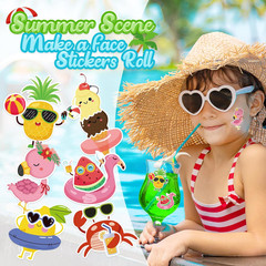300Pcs Summer Face Stickers Roll Watermelon Pineapple Flamingo DIY Crafts