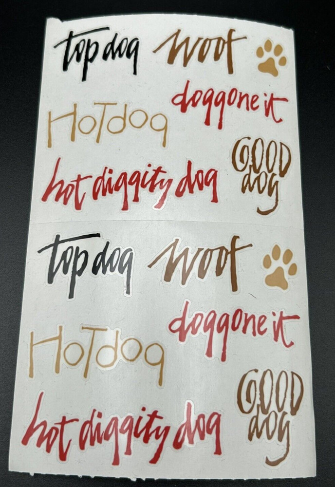 MRS GROSSMAN’s – VTG 2004 – DOG CAPTION Stickers – 2 Perforated Roll Sheets NEW