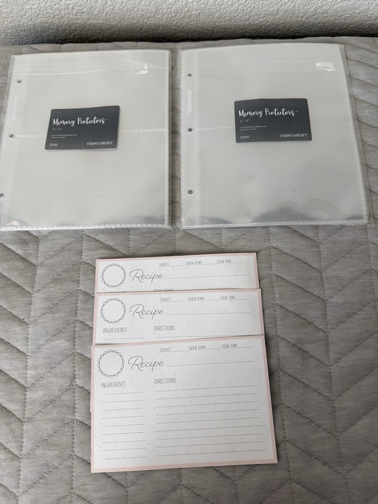 Close To My Heart Memory Protectors Two Packages & Recipe Cards New