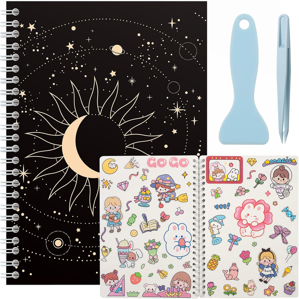 A5 Reusable Sticker Book 60 Sheets, Sticker Collecting Album Organizer, Blank St