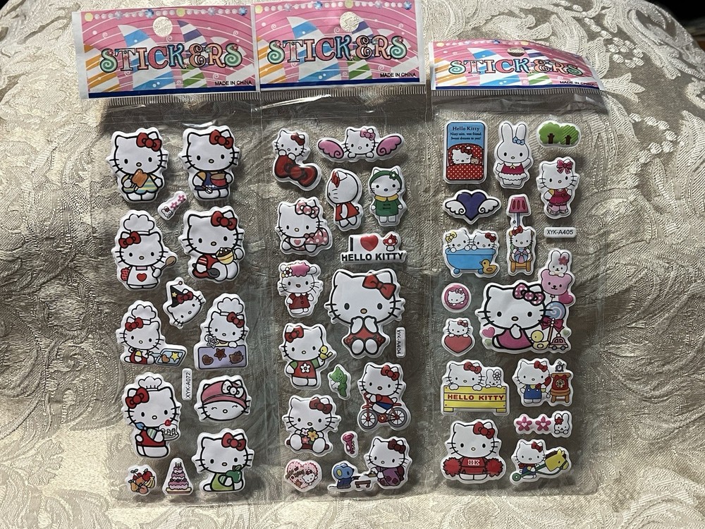 Retro Vintage Look Hello Kitty 3D Bubble Puffy Stickers 3 sets (#9)
