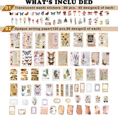 200Pcs Vintage Junk Journal Supplies,Scrapbook Supplies Scrapbooking P