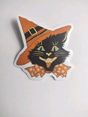 Lot Of 9 Stickers Halloween Pumpkins Black Cats Bats Witches Spooky