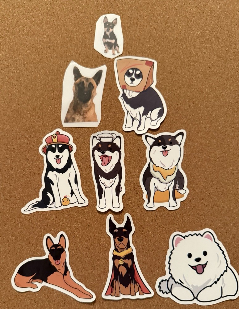 Vinyl Dog Lovers Stickers 2 Matte & 7 High Gloss 9 Pieces Total Small -Medium Sz