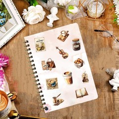 Retro Coffee Stickers 50pcs Aesthetic Scrapbook Journal Waterproof PET Set