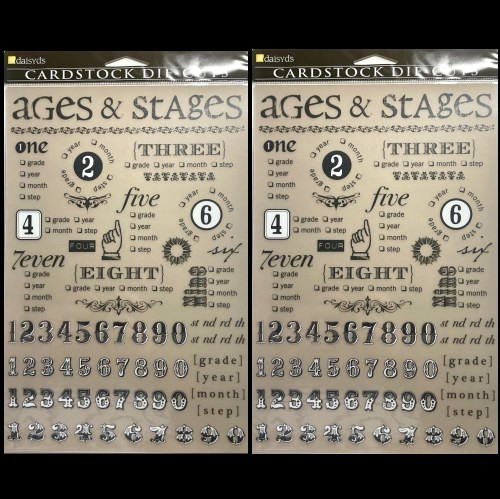 LOT OF 2 SETS DAISY D’S CARDSTOCK DIE CUTS IMAGES AGES & STAGES NUMBERS FAMILY