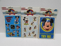 RARE LOT OF 3 Vintage Disney Mickey Mouse Puffy Stickers Mickey And Friends NOS